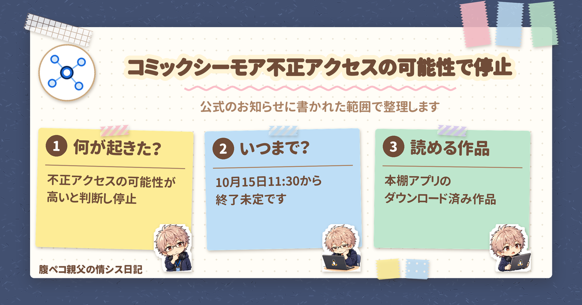 コミックシーモア、不正アクセスの可能性が高いと判断しサービス停止