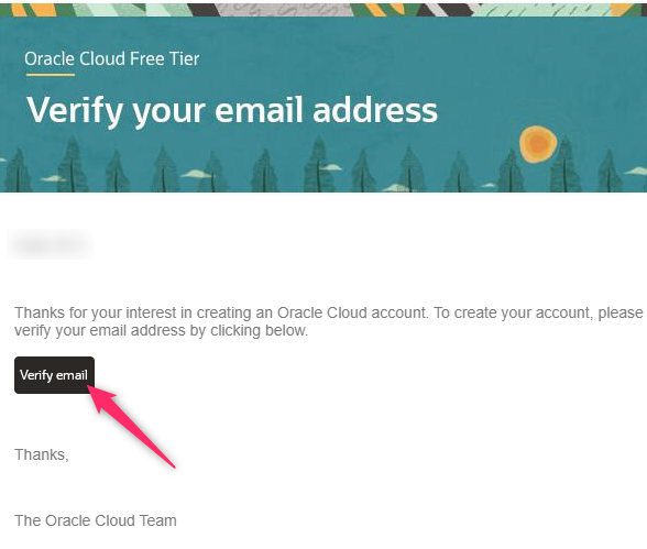 サインアップの検証メール。「Verify email」を押す